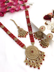 Jigyasa Long Necklace Set-Maroon