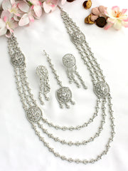 Ileana Layered Necklace Set-Silver
