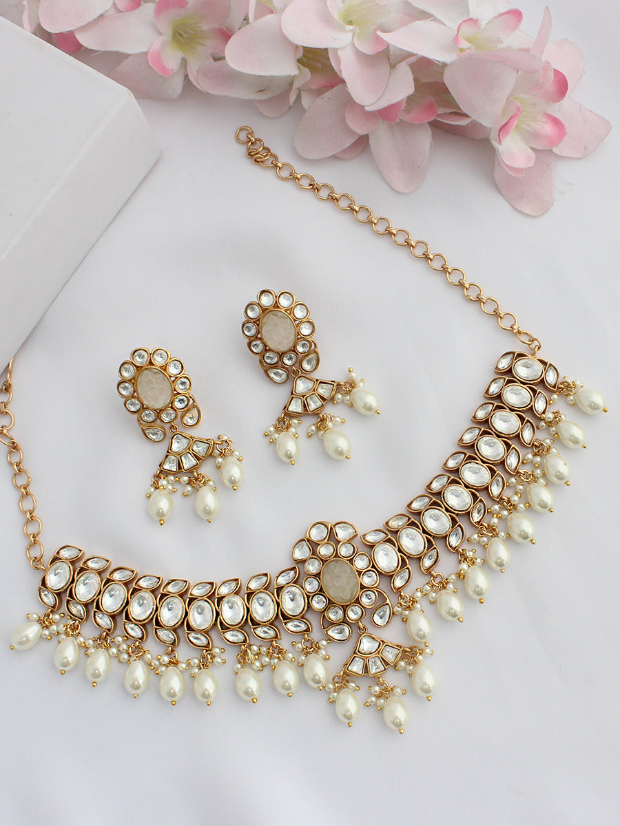 Diya Choker Necklace Set-Ivory