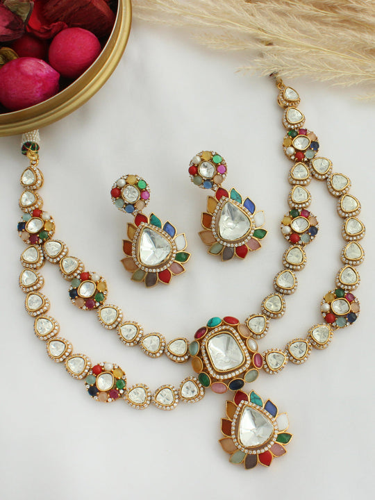 Sharvi Bib Necklace Set-Multicolor