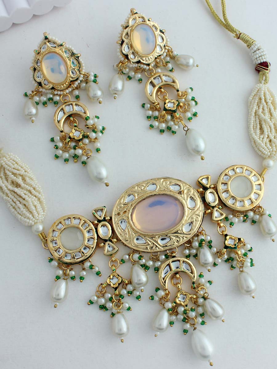 Gold Necklace /Indian Gold Necklace Set/ Indian Choker/ kundan Necklac |  Erajewels