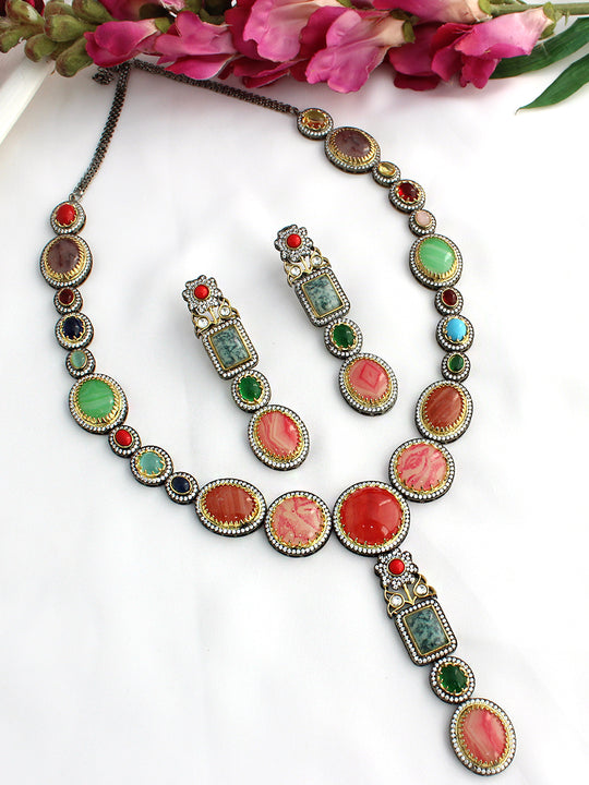 Gayatri Long Necklace Set-Muticolor