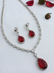 Sofia Pendant Necklace Set-Maroon