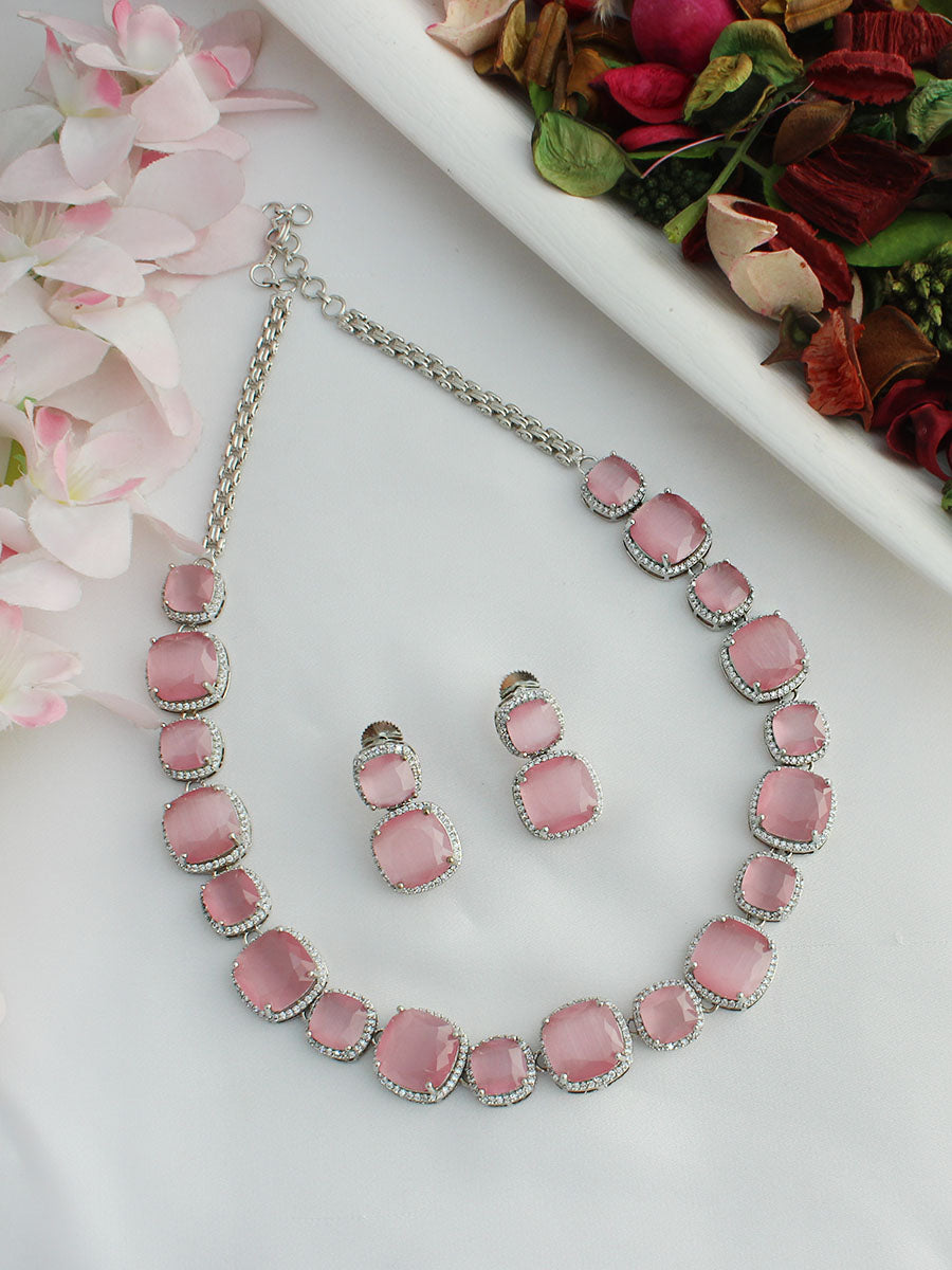 Richa Necklace Set-Pastel Pink