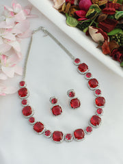 Richa Necklace Set-Ruby Pink