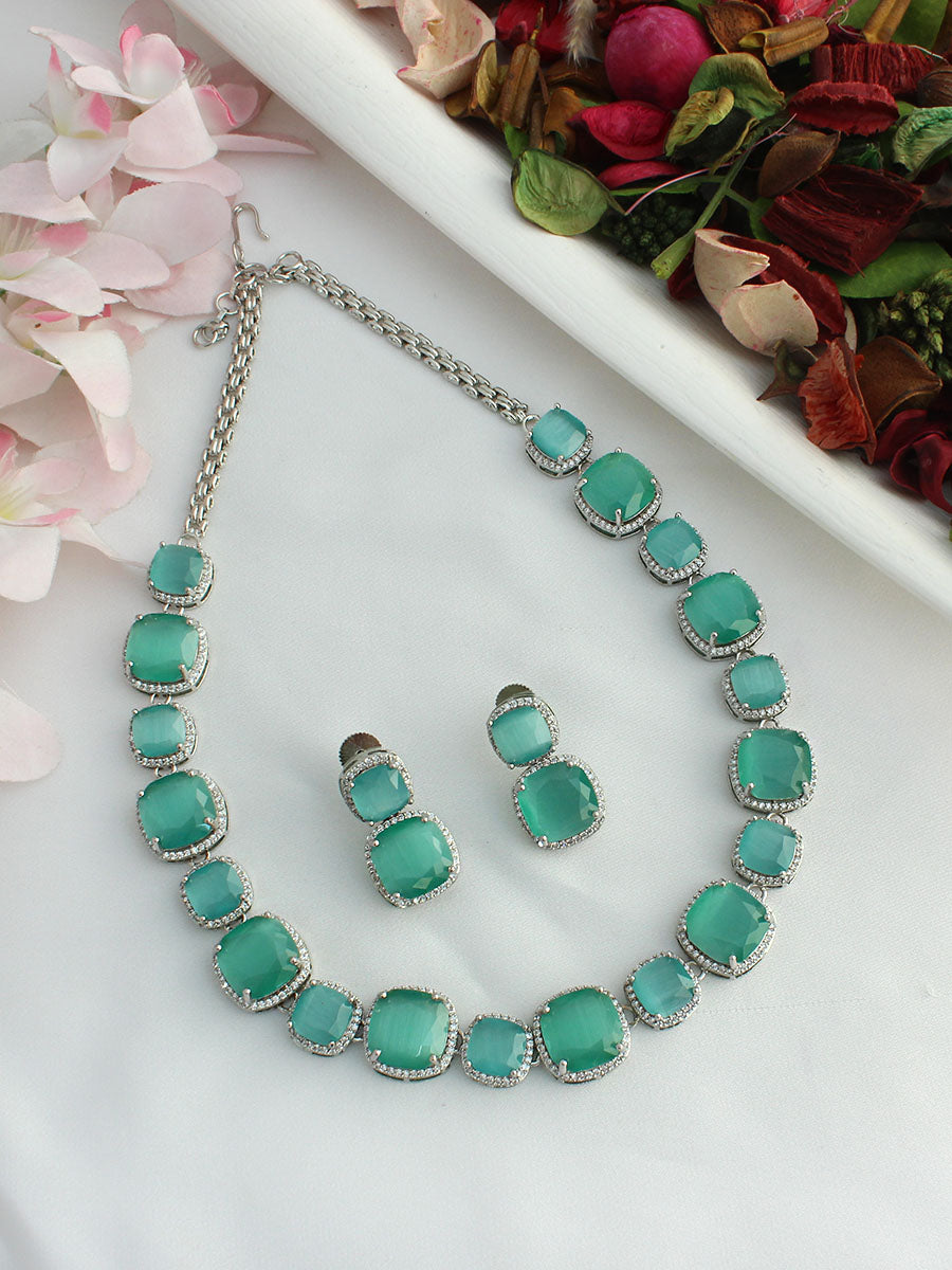 Richa Necklace Set-Mint Green