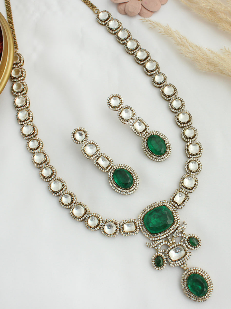 Raysha Long Necklace Set - Green