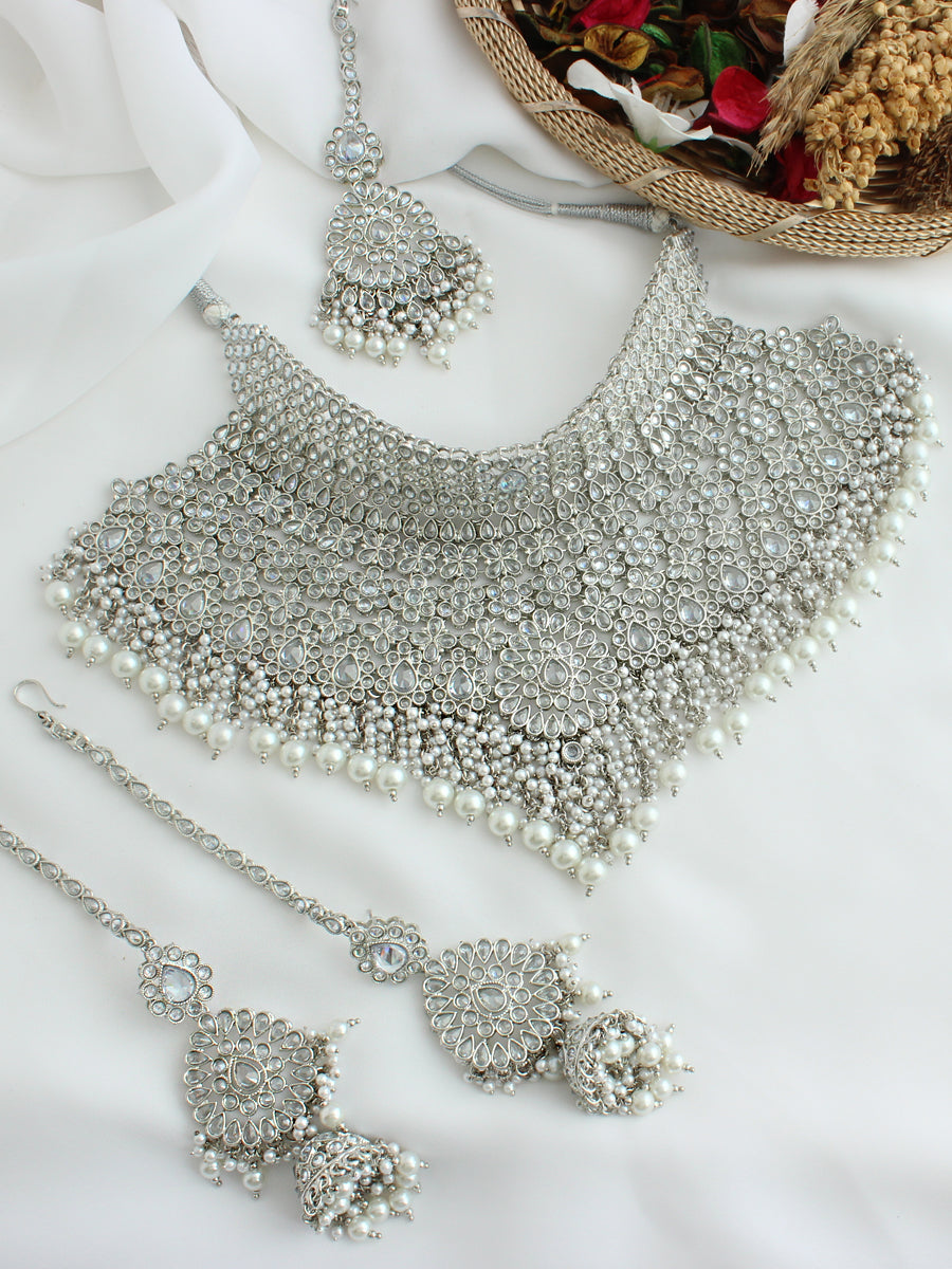 Tamanna Necklace Set-Silver