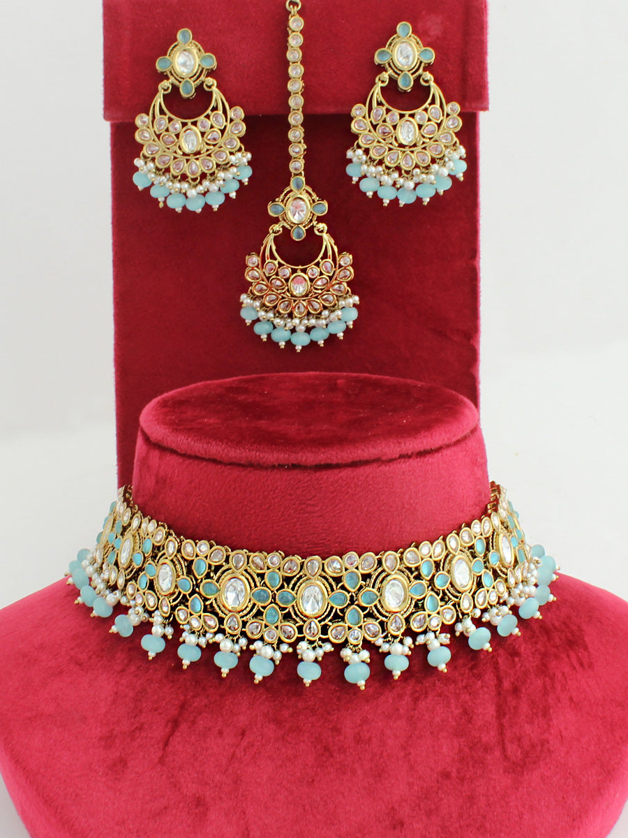 Pritika Necklace Set-Pastel Blue