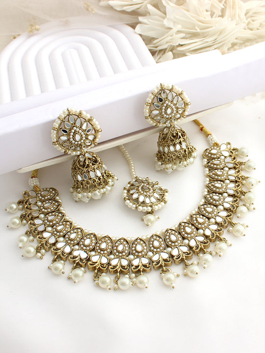 Shirin Necklace Set-Pearl