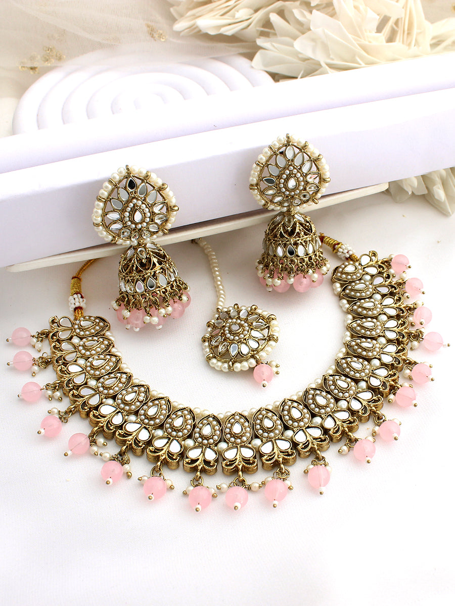 Shirin Necklace Set-Pastel Pink