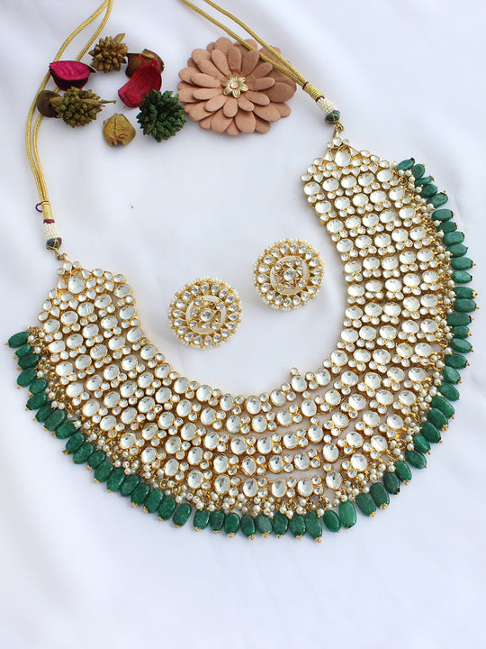 Anushka Layered Necklace Set-Green