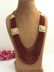 Umrao Jadau Layered Necklace-maroon