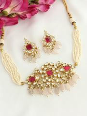 Raavi Necklace Set-Hot Pink