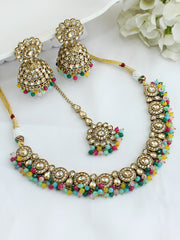 Reet Choker Necklace Set-Multicolor