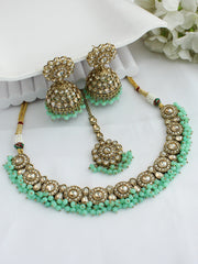 Reet Choker Necklace Set- Mint green