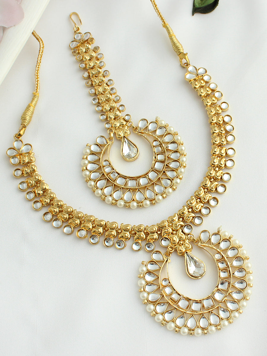 Preet Necklace & Tikka - White