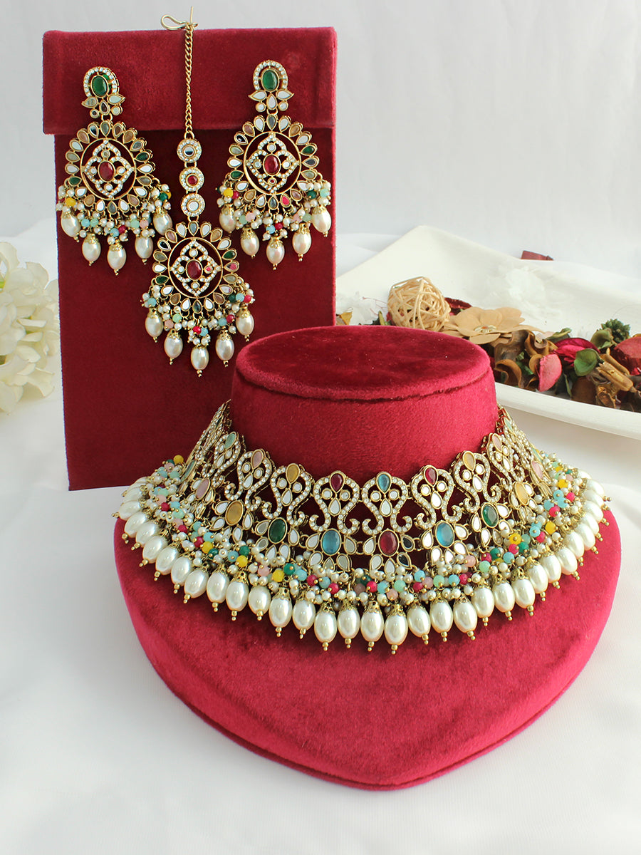 Chetna Mirror Bib Necklace Set