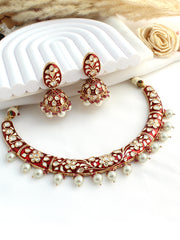 Jaipur Hasli Necklace Set-maroon