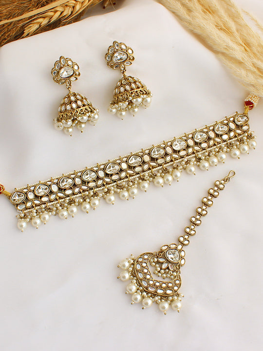 Anaysha Choker Necklace Set-Gold