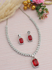 Kristina Pendant Necklace Set-Maroon