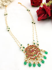 Ramiza Long Pendant Necklace-Pink/green