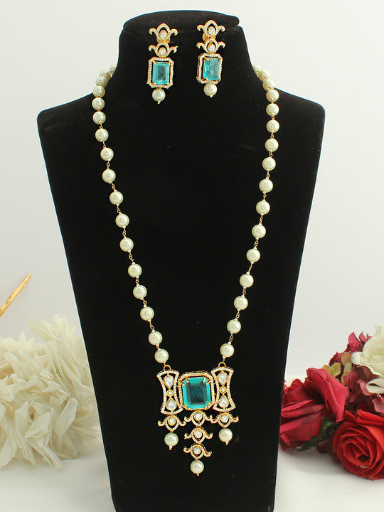 Bhumi Long Necklace Set-turquoise