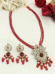 Ruhina Long Necklace Set-Marron