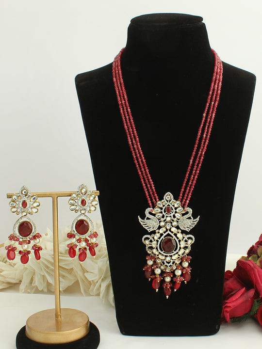 Ruhina Long Necklace Set-Marron