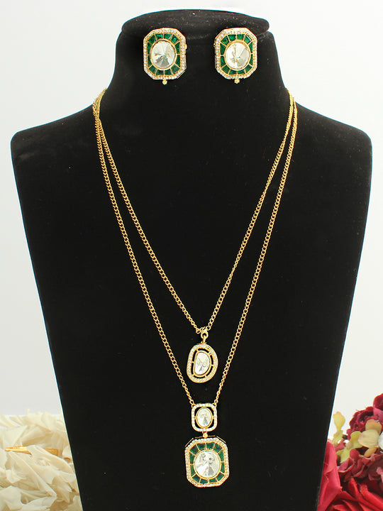 Viha Pendant Necklace Set-Green