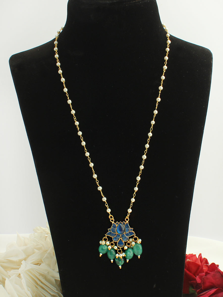 Lotus Pendant Long Necklace