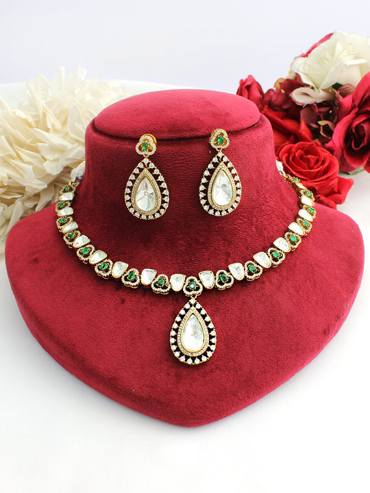 Kriti Bib Necklace Set-Green