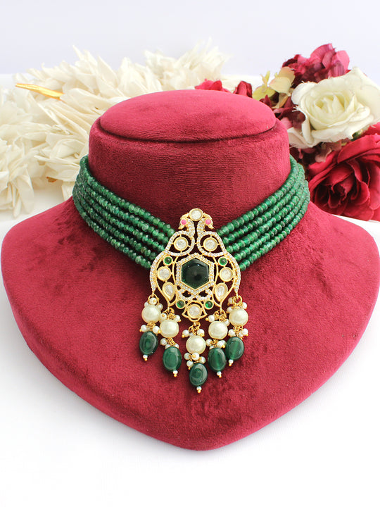 Aarya Choker Necklace Set-Green