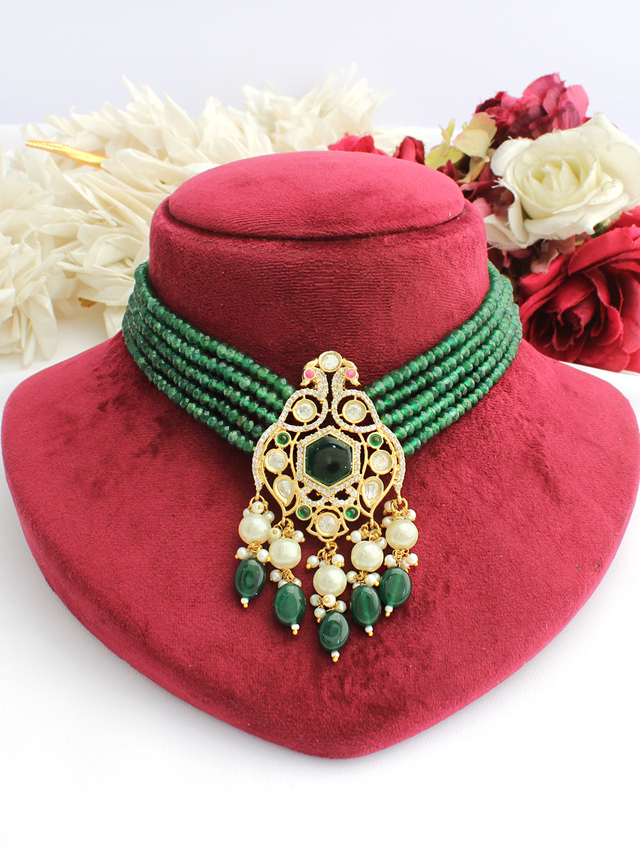 Aarya Choker Necklace Set-Green