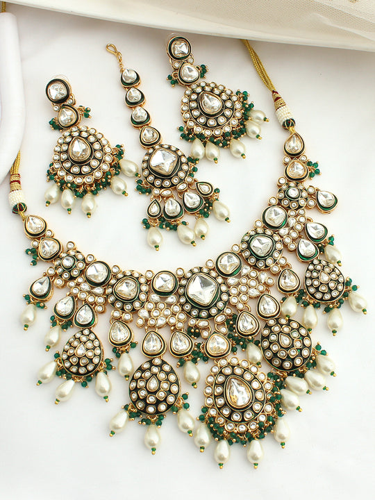 Akshara Choker Necklace Set-Pearl