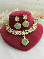 Palakshi Bib Necklace Set-Mint Green