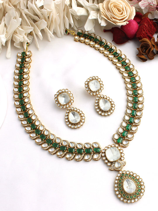 Avira Long Necklace Set-Green