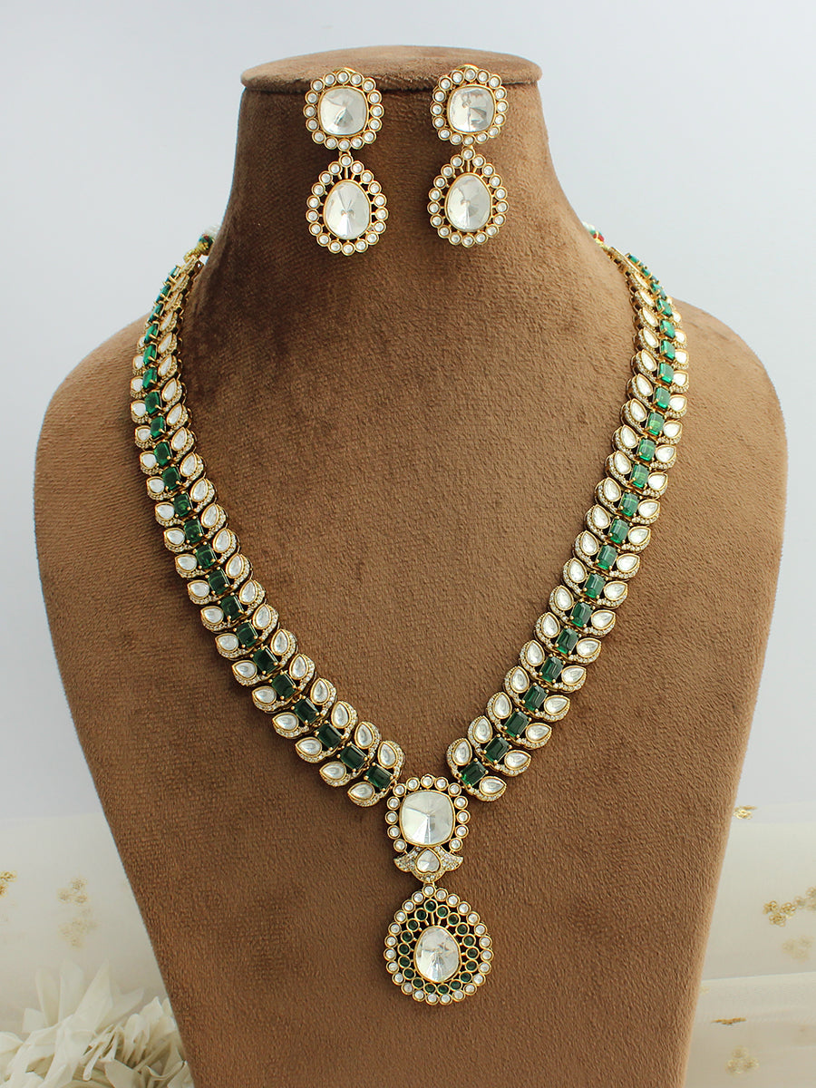 Avira Long Necklace Set-Green