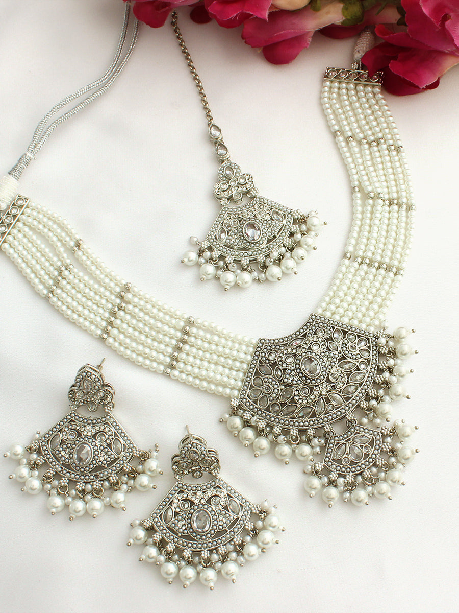 Ayeza Necklace Set-Silver