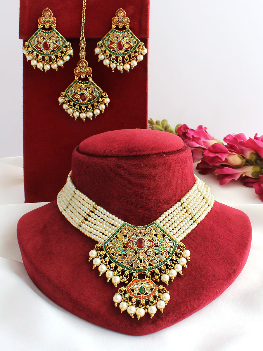 Ayeza Necklace Set-Multicolor