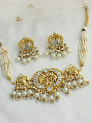 Ashvika Choker Necklace Set-Ivory