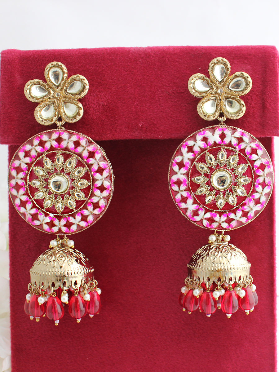 Flipkart.com - Buy Alenzaa Traditional Fashion Jewellery Women Jhumka  Earrings Combo Pink & Golden Fabric Jhumki Earring Online at Best Prices in  India