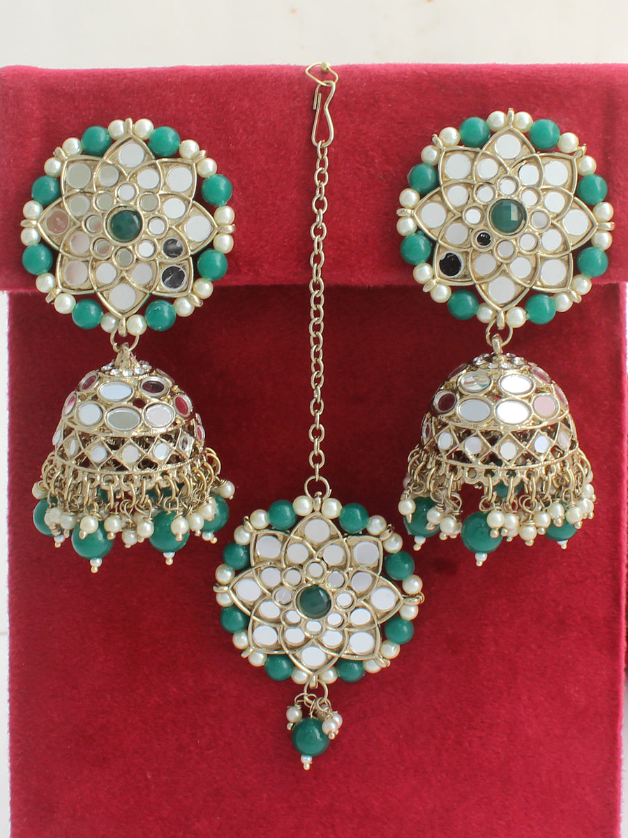 Floral Stone-Studded Meenakari Pista Green Jhumka for Wedding |  FashionCrab.com | Stone studs, Floral, Jhumka