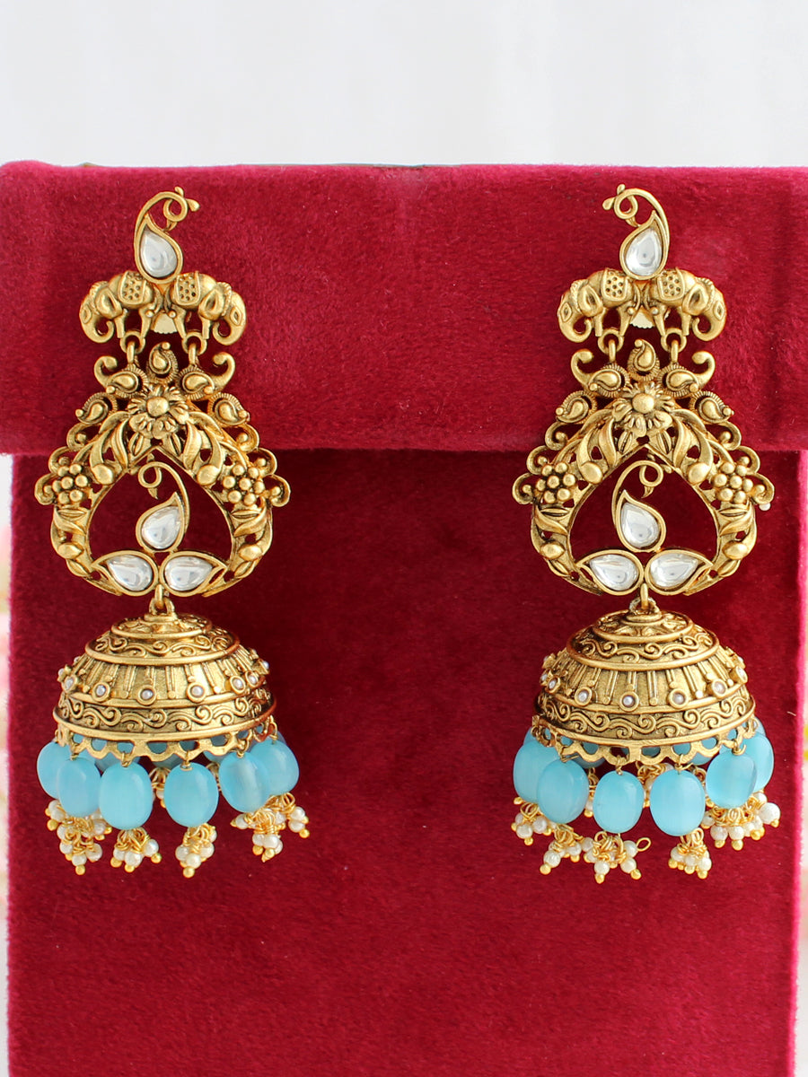 Buy South Indian Gold Plated Jhumka Earrings for Women Online at Silvermerc  | SBE39MU_535 – Silvermerc Designs