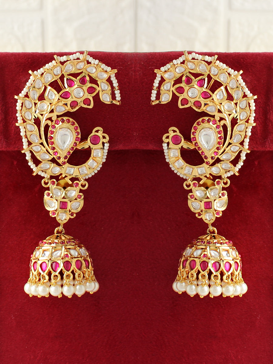 Leaf Design Gold Plated Stud Jhumka Earrings For Women And Girls – Priyaasi