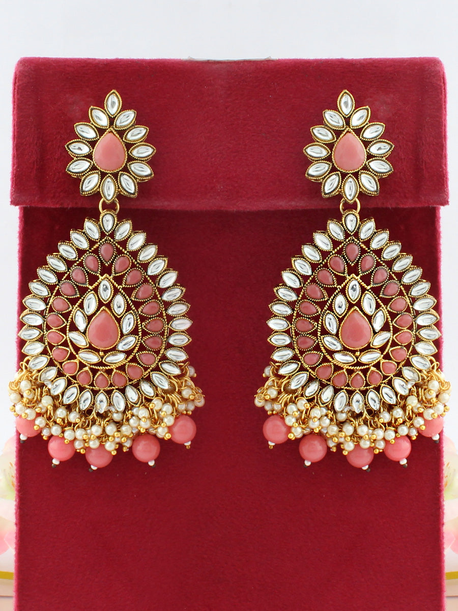 Buy Peach Color Oxidised Earrings Online [GSE2639PCH]