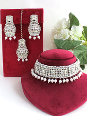 Ruveena Necklace Set-Silver