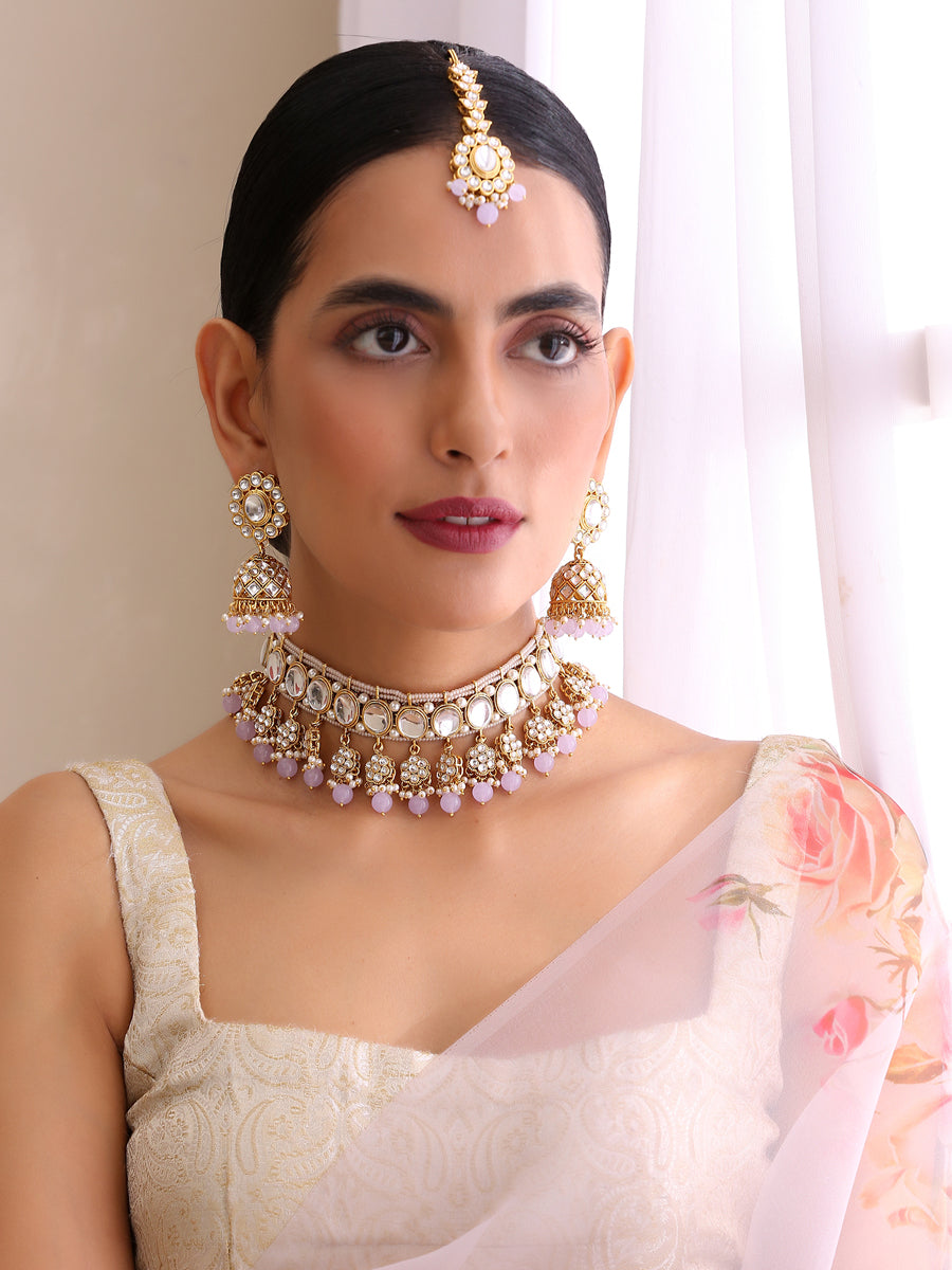 Buy Mind-blowing Golden Plated Imitation Necklace Set For Women | Lehenga -Saree