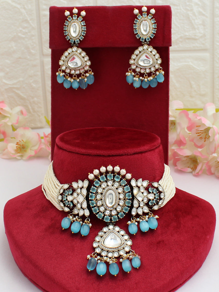 Mrigna Necklace Set-Aqua