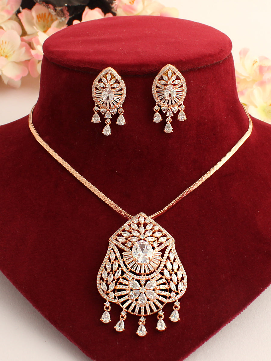 Rose gold wedding necklace on sale set